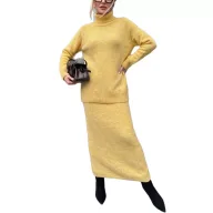 Womens Loose Knit Sweater and Wide Leg Pants Set Wool Blend Fabric Casual Autumn Winter Outfit
