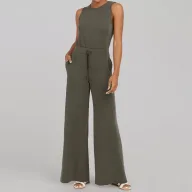 Plus Size Womens High Waisted Drawstring Knit Pants Slim Fit Solid Color Comfortable Fabric Casual Wear Wholesale