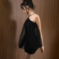 Off Shoulder Bodycon Dress with Mesh Inserts and Halter Neckline for Summer Events in Black and White Wholesale