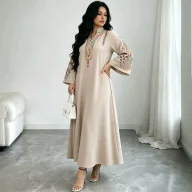Bohemian Embroidered Maxi Dress Loose Fit Plus Size Rope Embroidery Casual Wear for Women Wholesale Available