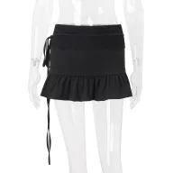 Womens Low Waist Bodycon Pleated Mini Skirt Black Summer Fashion custom packaging