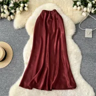 High Waist Satin Midi Skirt for Women A Line Silhouette Elegant Fit Flare Design Perfect for Spring and Summer Wholesale
