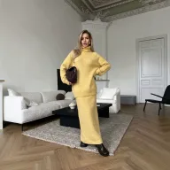 Womens Loose Knit Sweater and Wide Leg Pants Set Wool Blend Fabric Casual Autumn Winter Outfit