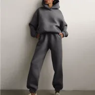 Hooded Sweatshirt and Pants Set for Women Solid Color Casual Outfit Spring Fashion