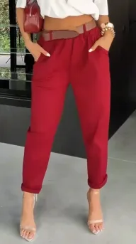 Womens Casual Slim Fit Solid Color Pants Pocket Design Versatile Style Summer Collection Wholesale Available