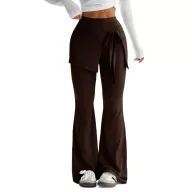 High Waist Flare Pants for Women Two Piece Design Coffee Color Casual Style private label