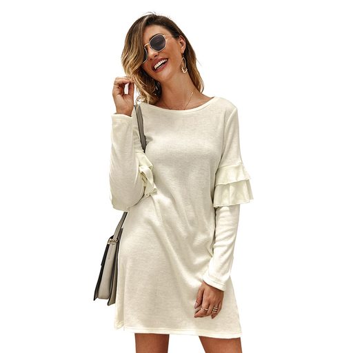 Knitted Sweater Dress Original Design Long Sleeve Round Neck Cozy Fabric Autumn Winter Fashion W