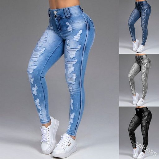 Womens Ripped Skinny Jeans Stretch Fabric Slim Fit Casual Style Perfect for Everyday Wear Ready to Ship