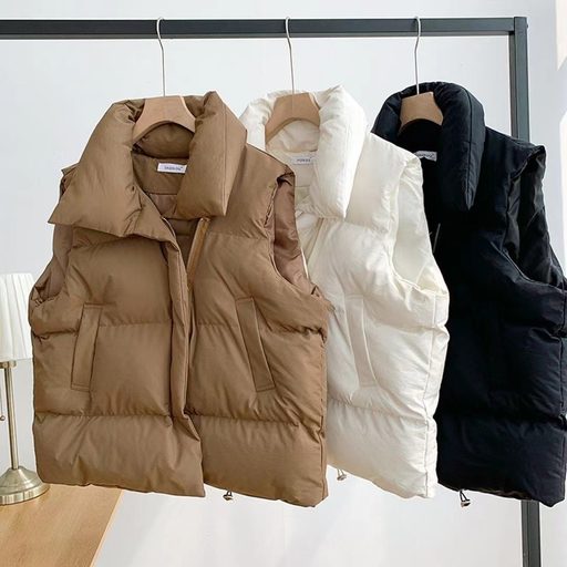 Womens Down Vest Jacket Stylish Stand Collar Sleeveless Design Autumn Winter Fashion