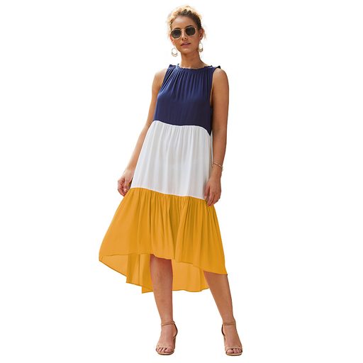 Summer Womens Color Block Dress Stylish Design Multiple Colors Comfortable Fit Perfect for Casua