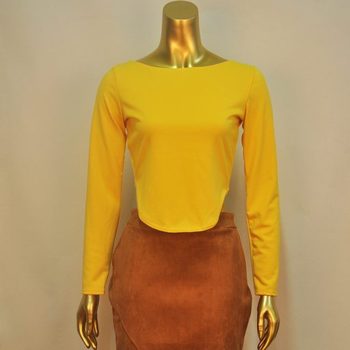 Slim Fit Fashionable Long Sleeve Cotton Top with Metal Zipper 6 Colors Sexy Round Neck Casual We