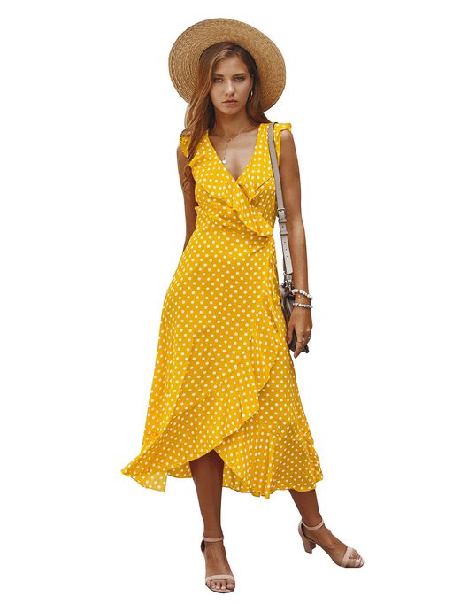 Polka Dot Sexy Sleeveless Dress Summer Fashion Comfortable Fit Casual Style Wholesale Available
