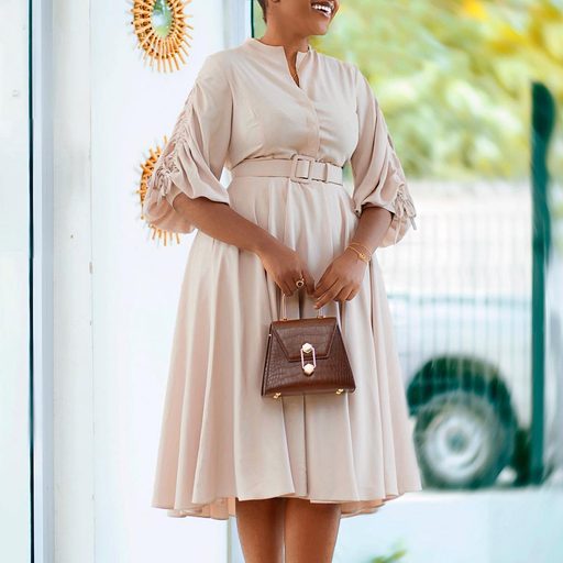 Plus Size A Line Dress Fashionable Wrinkled Design Elegant Style Autumn Winter Collection for Wo