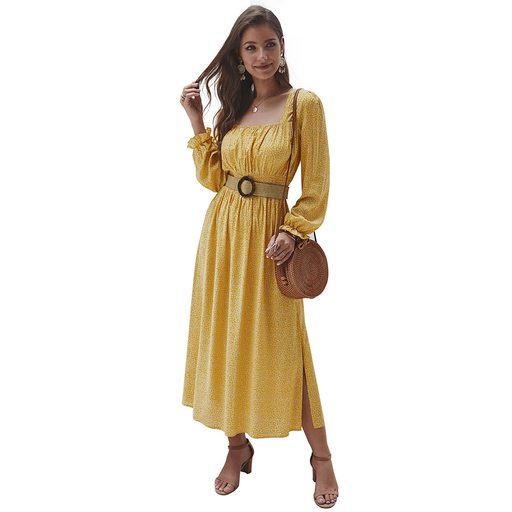 Floral Print Square Neck Dress Original Design Autumn Winter Style Womens Fashion Wholesale Avai