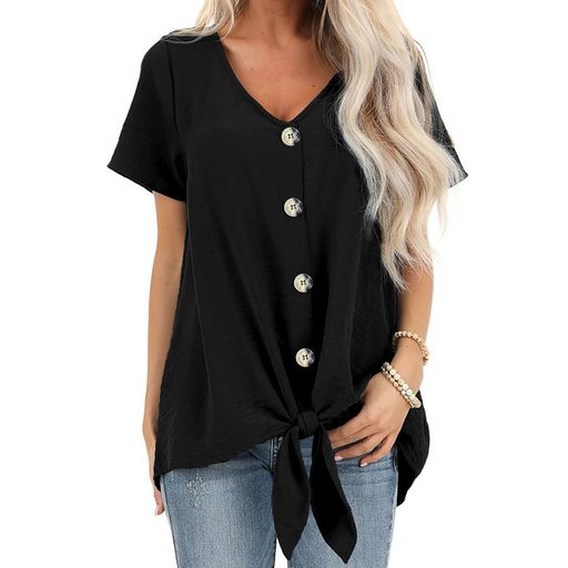Womens Sleeveless V Neck Cardigan Solid Color Button Closure Knot Detail Casual Wear for Summer