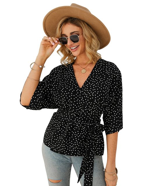 Womens Polka Dot Blouse Stylish Design Long Sleeve Comfortable Fabric Autumn Winter Fashion Whol