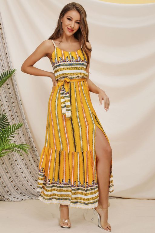 Bohemian Print Maxi Dress Womens Sleeveless Ethnic Style Comfortable Fabric Perfect for Summer E