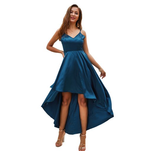 Womens A Line Maxi Dress Sleeveless High Low Hem Solid Color Summer Cocktail or Evening Wear OEM
