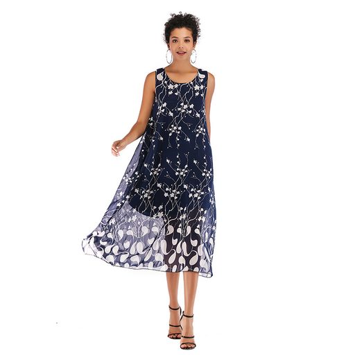 Chiffon Floral Dress Sleeveless Casual Elegant Design Spring Summer Womens Fashion Wholesale Ava