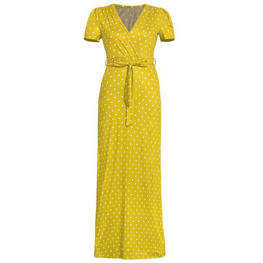 Summer Womens V Neck Floral Polka Dot Maxi Dress Short Sleeve Trendy Design Comfortable Fabric P