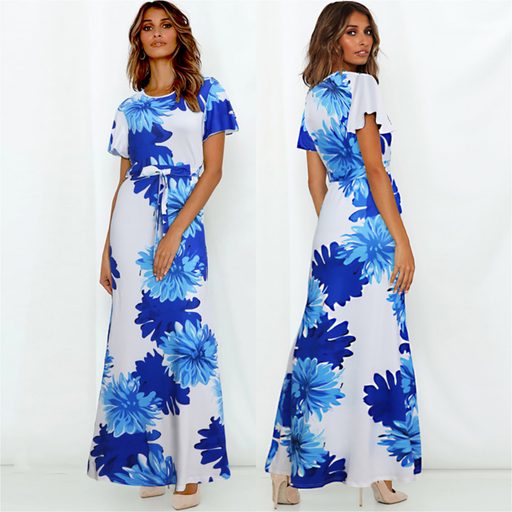 Womens Short Sleeve Tie Front Floral Dress Spring Summer Collection Elegant Design Comfortable F