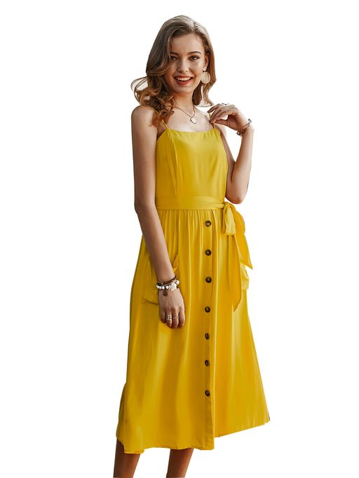 Solid Color Sleeveless Dress Original Design Elegant Style Spring Summer Collection Wholesale Av