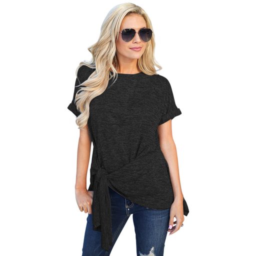 Womens Fitted Knot T Shirt Short Sleeve Round Neck Summer Style Casual Wear Wholesale Available