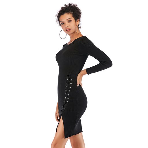 Knit Bodycon Dress Solid Color Slim Fit Mid Length Spring Fashion for Women Wholesale Available