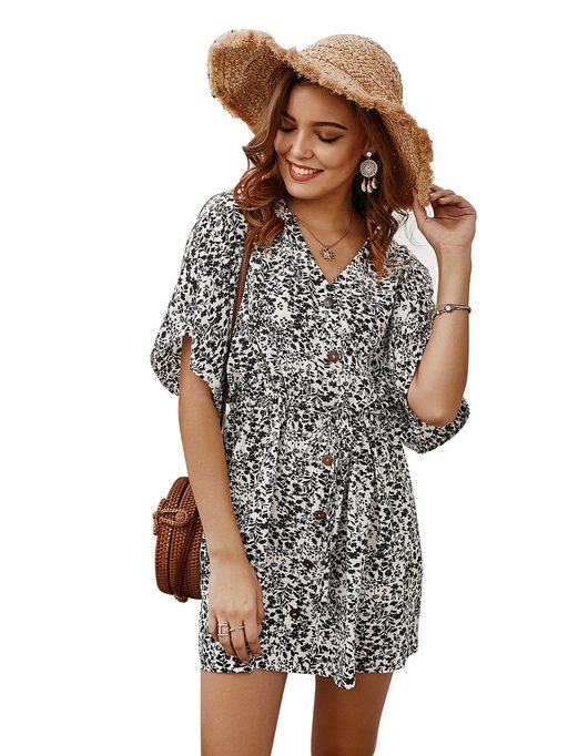 Womens Designer Floral Dress Spring Summer Collection Casual Style Lightweight Fabric Wholesale