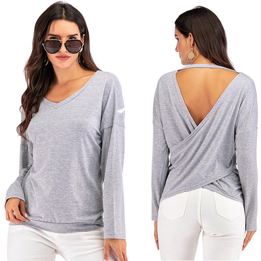 Womens Long Sleeve T Shirt Loose Fit Mid Length Comfortable Fabric Spring Casual Wear Wholesale