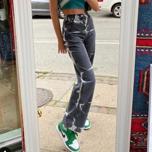 High Waisted Tie Dye Straight Leg Jeans Casual Street Style Womens Spring Fashion Wholesale Available