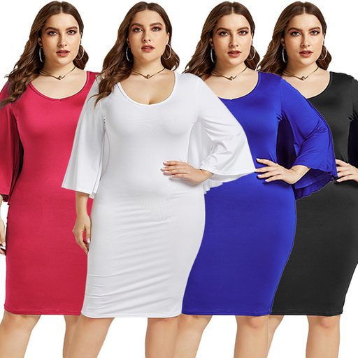 Plus Size Womens Dress Sexy Backless Batwing Cape Short Sleeve Bodycon Polyester Fabric Available in Multiple Colors