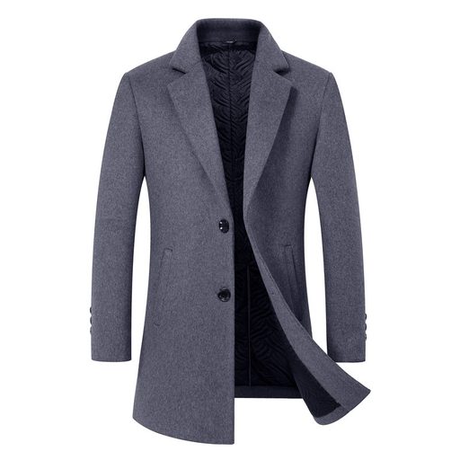 Mens Casual Business Overcoat Wool Blend Warm Lining Suit Collar Winter Style Wholesale Availabl