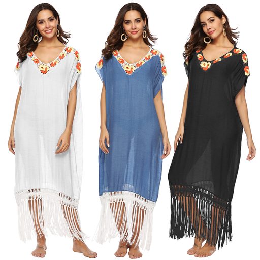 Womens V Neck Short Sleeve Maxi Dress Irregular Hem Loose Fit Casual Beachwear One Size Available