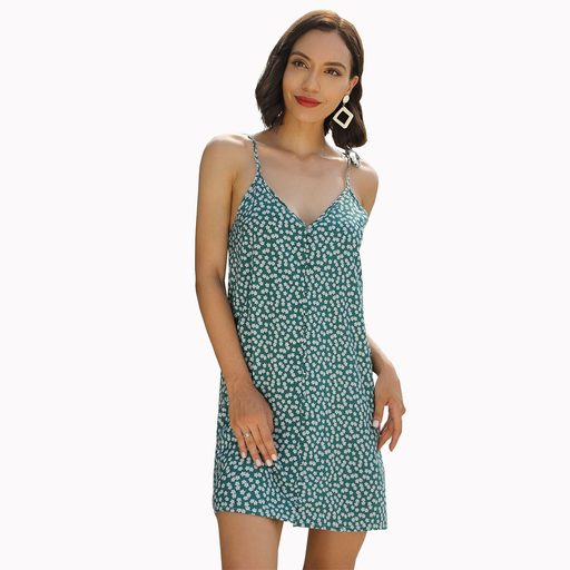Floral Print A Line Dress Sleeveless Straight Cut Casual Style Perfect for Summer Events Wholesa