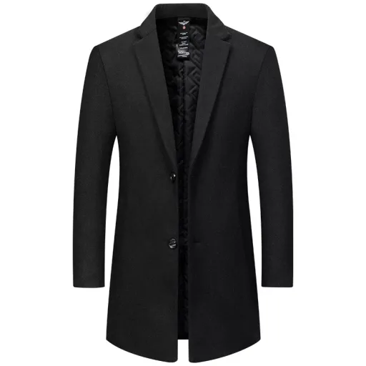 Mens Wool Blend Overcoat Mid Length Casual Style Available in Multiple Colors Wholesale with Low MOQ Mens Wool Blend Overcoat Mid Length Casual Style Available in Multiple Colors Wholesale with Low MOQ