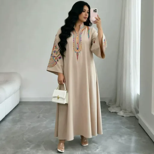 Bohemian Embroidered Maxi Dress Loose Fit Plus Size Rope Embroidery Casual Wear for Women Wholesale Available Bohemian Embroidered Maxi Dress Loose Fit Plus Size Rope Embroidery Casual Wear for Women Wholesale Available