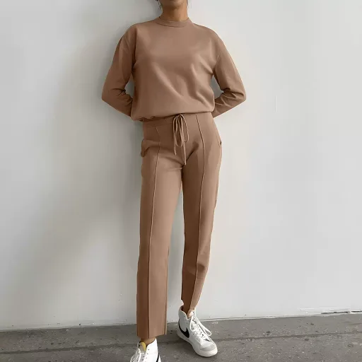 Womens Knitted Sweater Set Loose Fit Round Neck Top and Carrot Pants Casual Style for Fall Winter Womens Knitted Sweater Set Loose Fit Round Neck Top and Carrot Pants Casual Style for Fall Winter