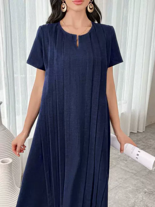 Womens Solid Color Short Sleeve Dress Minimalist Design Casual Everyday Wear Available in Multiple Sizes and Colors