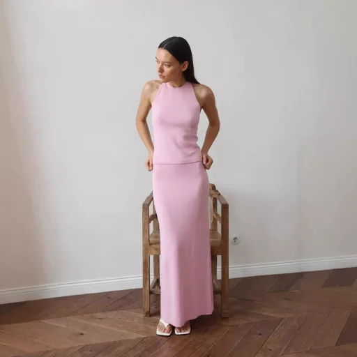Backless Halter Top and Long Skirt Set Elegant Versatile Sexy Perfect for Parties and Beach Wear