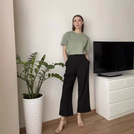 High Waisted Wide Leg Trousers Spring Collection Casual Style Flared Design Versatile for Everyd