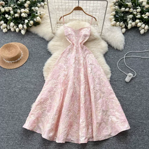 Elegant Womens Summer Dress Sleeveless A Line Design Floral Pattern Lightweight Fabric Available In Red Wholesale