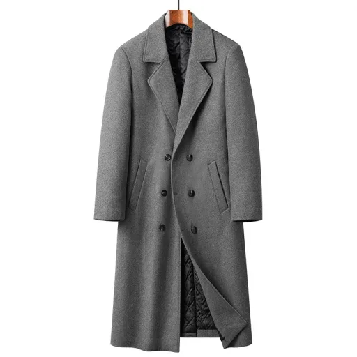 Mens Wool Overcoat Thick Warm Long Fit Casual Winter Outerwear Available in Gray and Black Wholesale Options Mens Wool Overcoat Thick Warm Long Fit Casual Winter Outerwear Available in Gray and Black Wholesale Options