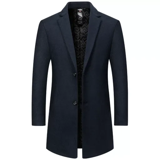 Mens Mid Length Wool Overcoat Stylish Casual Design Perfect for Autumn and Winter Available in Multiple Sizes Mens Mid Length Wool Overcoat Stylish Casual Design Perfect for Autumn and Winter Available in Multiple Sizes
