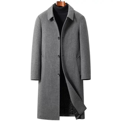 Mens Wool Overcoat Long Knee Length Design Warm Winter Outerwear Available in Gray Black Navy Wholesale Options Mens Wool Overcoat Long Knee Length Design Warm Winter Outerwear Available in Gray Black Navy Wholesale Options