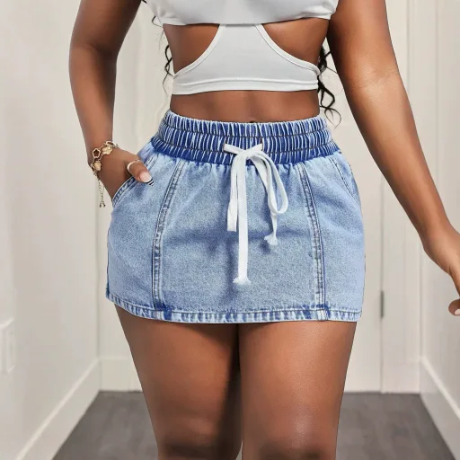 Denim Midi Skirt Casual Style Trendy Design Comfortable Fit Perfect for Everyday Wear Ready to S