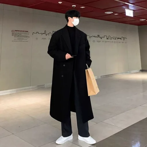 Mens Wool Blend Overcoat Mid Length Design Loose Fit with Drop Shoulder Available in Black and Camel Wholesale Mens Wool Blend Overcoat Mid Length Design Loose Fit with Drop Shoulder Available in Black and Camel Wholesale