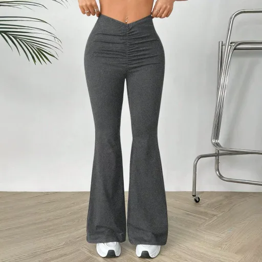 High Waisted V Neck Slim Fit Stretch Flare Pants Womens Casual Trousers Perfect for Everyday Wear Ready to Ship High Waisted V Neck Slim Fit Stretch Flare Pants Womens Casual Trousers Perfect for Everyday Wear Ready to Ship