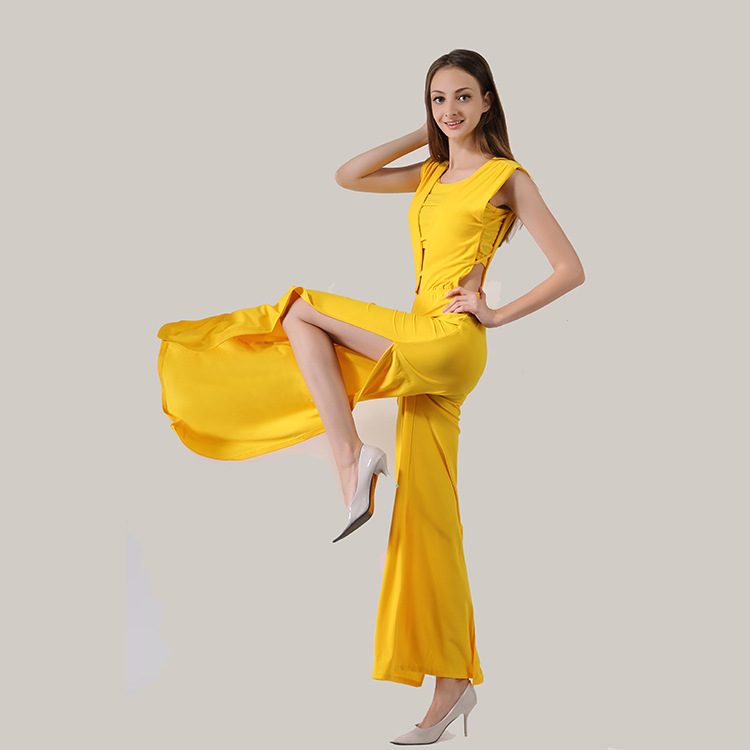 Sexy Strapless Crop Top and Side Slit Jumpsuit Set Casual Style Comfortable Fit Perfect for Summ