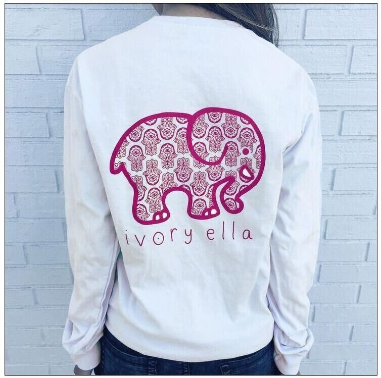 Womens Long Sleeve T Shirt Cute Cartoon Elephant Print Casual Style for Spring and Autumn Wholes